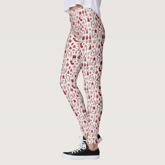 White Red Christmas Legging Leggings (Links)