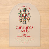 White Red Christmas Nutcracker Weihnachts-Party Acryleinladungen (Vorderseite)