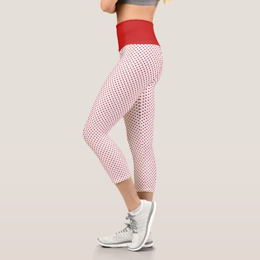 White & Red Christmas Polka Dot Pattern Capri Leggings (Links)