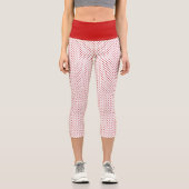 White & Red Christmas Polka Dot Pattern Capri Leggings (Vorderseite)
