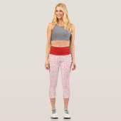 White & Red Christmas Polka Dot Pattern Capri Leggings (Vorderseite)
