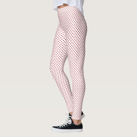 White & Red Christmas Polka Dot Pattern Full Leggings (Links)