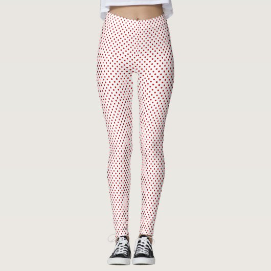 White & Red Christmas Polka Dot Pattern Full Leggings (Vorderseite)