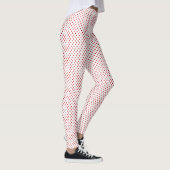 White & Red Christmas Polka Dot Pattern Full Leggings (Rechts)