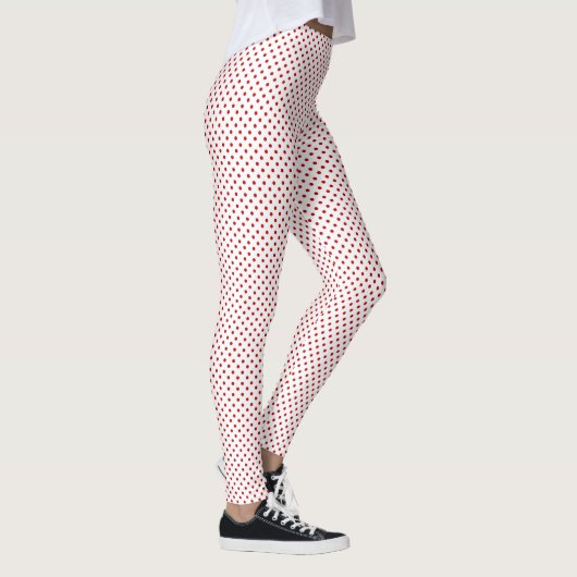 White & Red Christmas Polka Dot Pattern Full Leggings (Rechts)