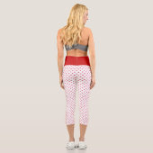 White & Red Christmas Stars Muster Hoch Capri Leggings (Rückseite)