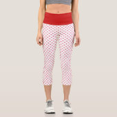 White & Red Christmas Stars Muster Hoch Capri Leggings (Vorderseite)