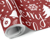 White Red Christmas Thema Muster Geschenkpapier (Rolleneckpunkt)