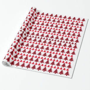 White & Red Christmas Tree Wrapping Paper Geschenkpapier
