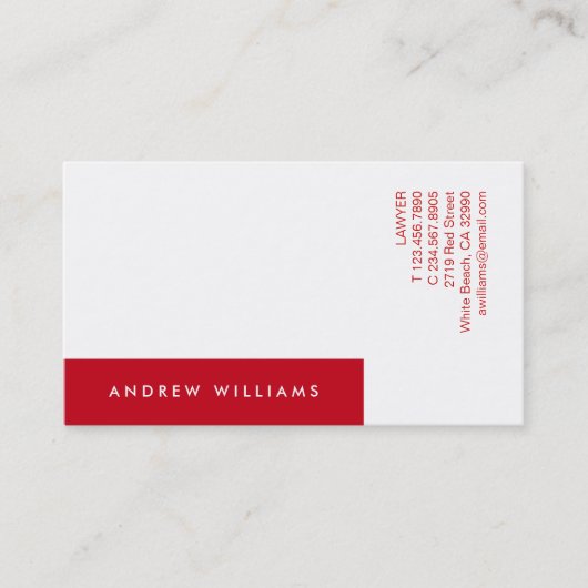 White Red Contemporary Minimalistic Business Card Visitenkarte (Vorderseite)