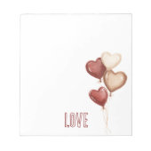 White Red Cream Heart Balloons Love Notizblock (Vorderseite)