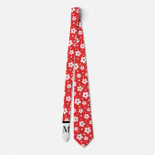 White & Red Daisies Monogramed Necktie Krawatte (Rückseite)