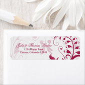 White Red Floral Wedding Rücksendeadresse Label (Insitu)
