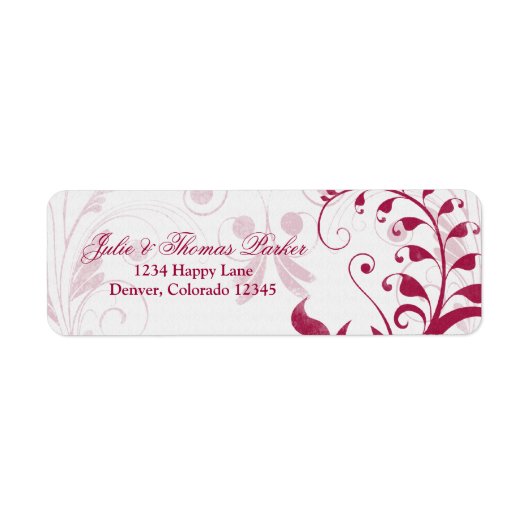 White Red Floral Wedding Rücksendeadresse Label (Vorne)