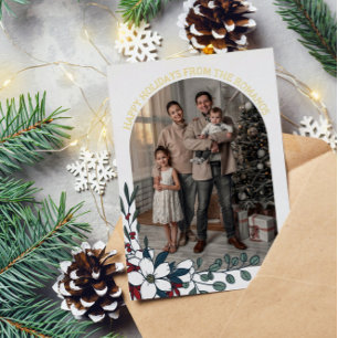 White Red Florals Arch Foto Happy Holidays Folien Feiertagskarte