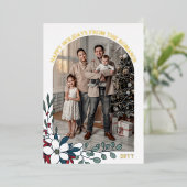 White Red Florals Arch Foto Happy Holidays Folien Feiertagskarte (Stehend vorne)