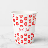 White Red God Jul Frohe Weihnachtsmuster Pappbecher (Rückseite)