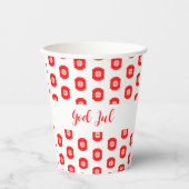 White Red God Jul Frohe Weihnachtsmuster Pappbecher (Vorderseite)