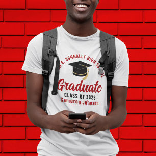 White Red Graduate Custom Class of 2023 Graduate T-Shirt