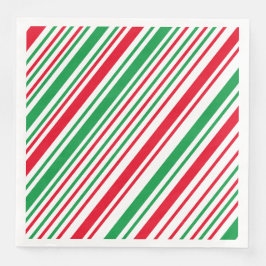 White Red Green Christmas Strip Serviette