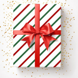 White Red Green Christmas Stripes Muster Geschenkpapier