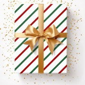 White Red Green Christmas Stripes Muster Geschenkpapier
