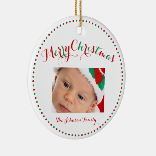 White Red Green Custom Foto Weihnachtsschmuck (Rechts)