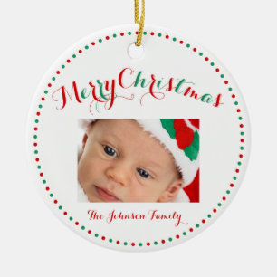 White Red Green Custom Foto Weihnachtsschmuck