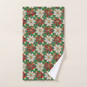 White Red Green Gold Poinsettia Badhandtuch Set (Handtuch)