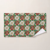 White Red Green Gold Poinsettia Badhandtuch Set (Handtuch)