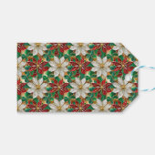 White Red Green Gold Poinsettia Geschenkanhänger (Vorderseite (Horizontal))