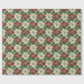 White Red Green Gold Poinsettia Geschenkpapier (Flach)