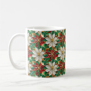 White Red Green Gold Poinsettia Kaffeetasse