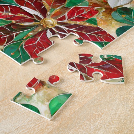 White Red Green Gold Poinsettia Puzzle (Seite)