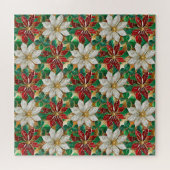 White Red Green Gold Poinsettia Puzzle (Horizontal)