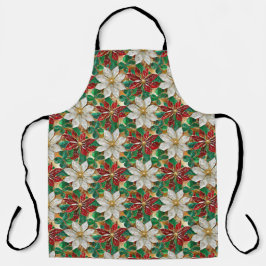 White Red Green Gold Poinsettia Schürze