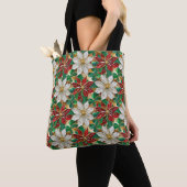 White Red Green Gold Poinsettia Tasche (Von Nahem)