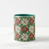 White Red Green Gold Poinsettia Tasse (Zentrum)