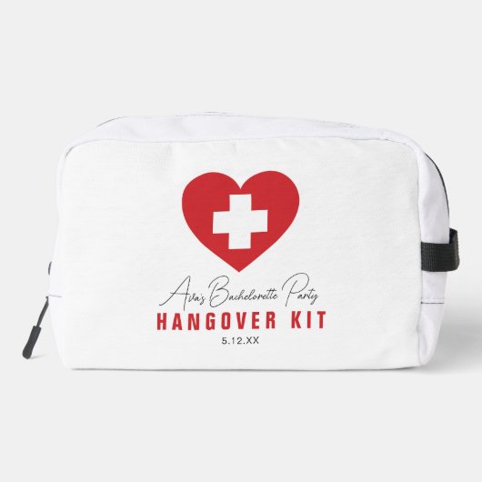 White Red Heart Bachelorette Hangover Kit Waschbeutel (Rückseite)