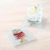 WHITE & RED HOLIDAY CHRISTMAS CAKE GLASUNTERSETZER (Schrägansicht)