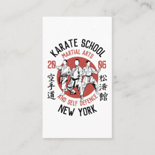 White Red Karate Illustration Martial Arts Lektion Visitenkarte