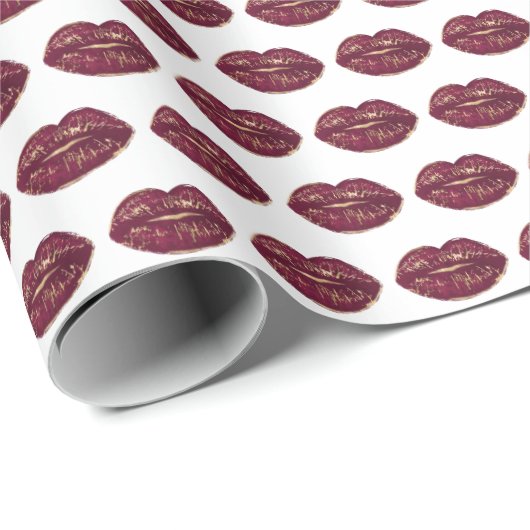 White Red Lips Kisses Geschenkpapier (Rolleneckpunkt)