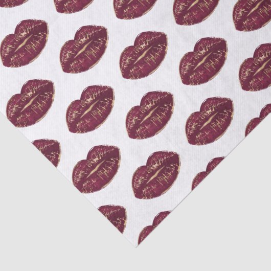 White Red Lips Kisses Seidenpapier (Detail)