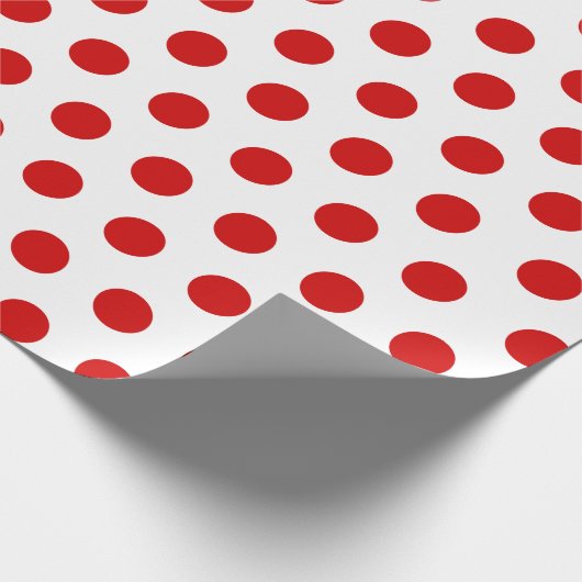 White & Red Medium Polka Weihnachten Geschenkpapier (Ecke)