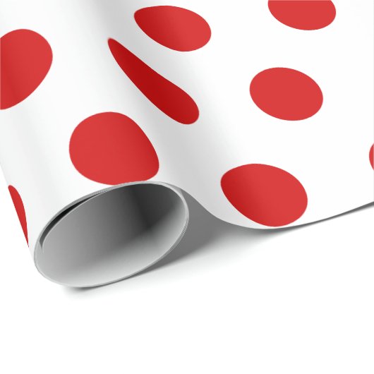 White & Red Medium Polka Weihnachten Geschenkpapier (Rolleneckpunkt)