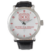 White Red Monogram Armbanduhr (Vorderseite)