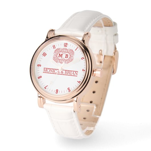 White Red Monogram Armbanduhr (Winkel)