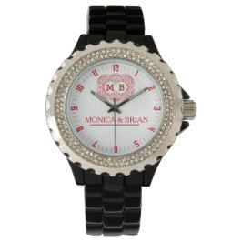 White Red Monogram Armbanduhr