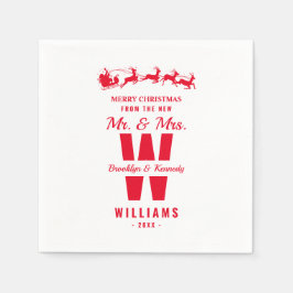 White Red Monogram hat Mr. und Mrs. Christmas neu  Serviette