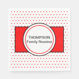 White Red Polka Dots Family Name Wiedersehen Serviette